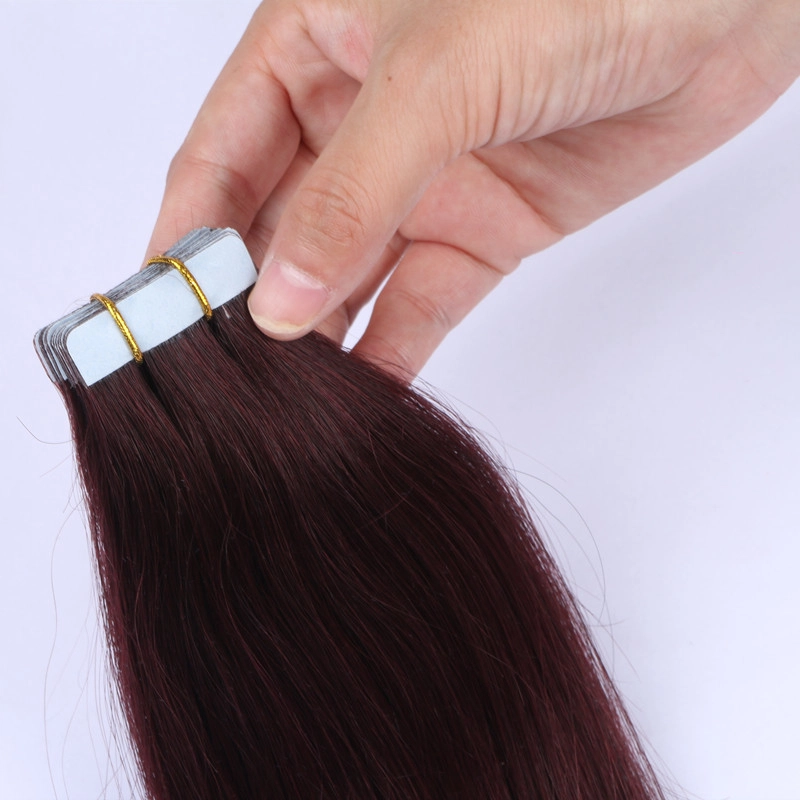 EMEDA Burgundy wine red #99J Tape in hair extension for thin hair  HJ 041